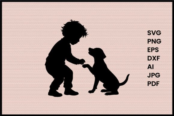 Child Playing with Puppy Silhouette Review