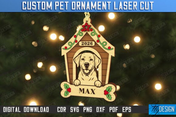 Dog Name Ornament Laser Cut Christmas