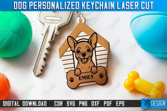 Dog Name Tag Keyring Laser Cut Pets