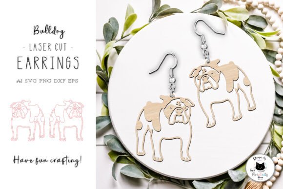English Bulldog Dog Earrings Laser Cut Review