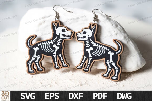 Halloween Dog Skeleton Earrings Design Review