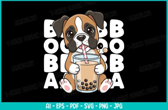 Kawaii Boxer Drinking Bubble Tea SVG Review