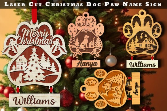 Lasercut Christmas Dog Paw Name Sign Set Review