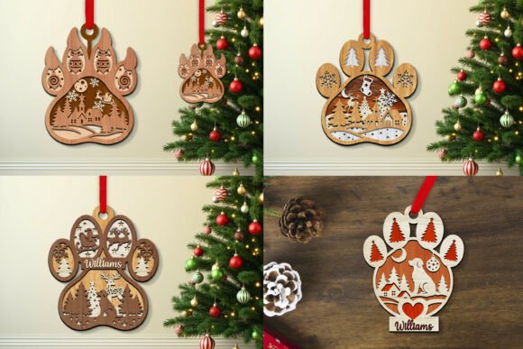 Lasercut Dog Paw Christmas Ornaments Set Review