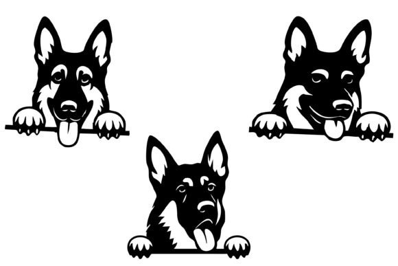 Peeking German Shepherd Dog Vector Set Review